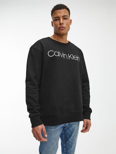 Calvin Klein Ruhák HU153012 | Calvin Klein Plus Size Logo Férfi Pulóver Fekete